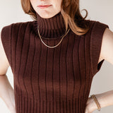 Sleeveless Turtleneck Sweater Vest for Women in Walnut