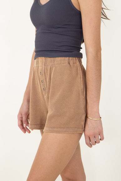 Washed Pull On Lounge Shorts for Women in Brown