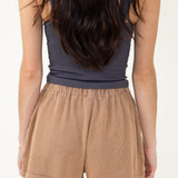 Washed Pull On Lounge Shorts for Women in Brown