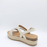 Soda Shoes Aaron Flatform Sandals for Women in Off White