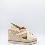 Soda Shoes Almo Rope Wedges for Women in Beige