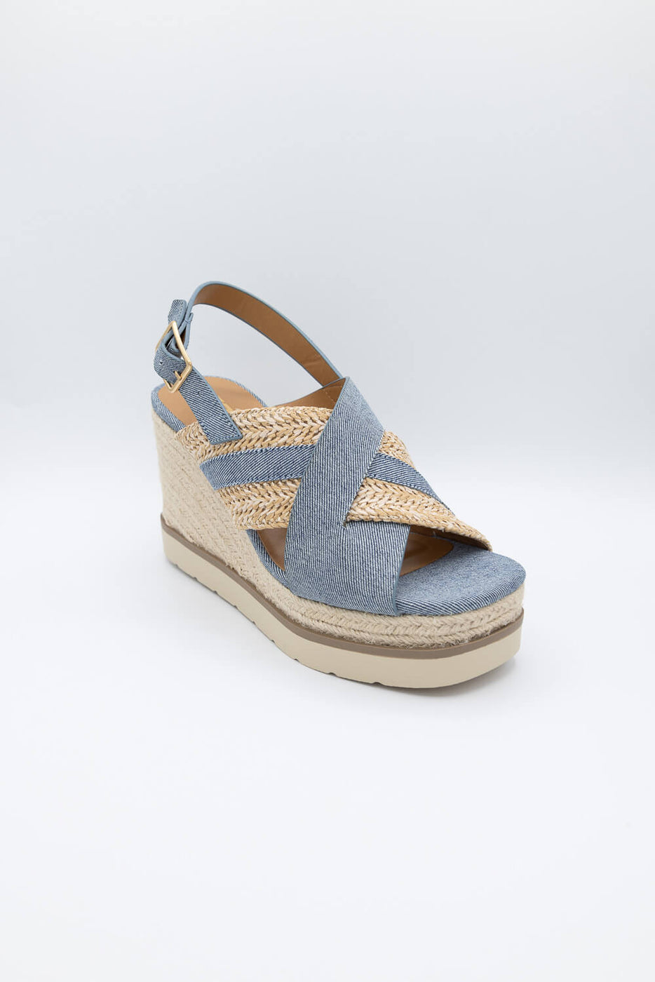 Espadrille wedge suede baby blue