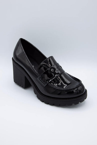 Womens black outlet loafers with heel