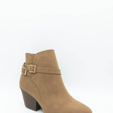 Soda Nadine Buckle Booties for Women in Mid Tan