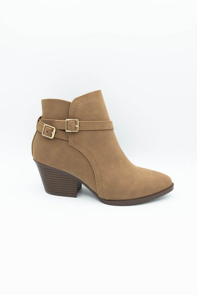 Soda Nadine Buckle Booties for Women in Mid Tan