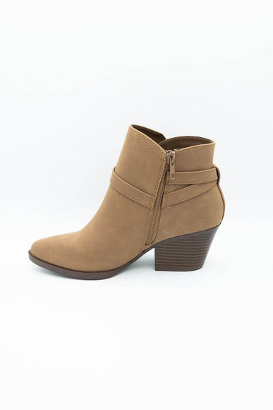 Soda Nadine Buckle Booties for Women in Mid Tan