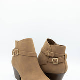 Soda Nadine Buckle Booties for Women in Mid Tan