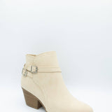 Soda Nadine Buckle Booties for Women in New Beige