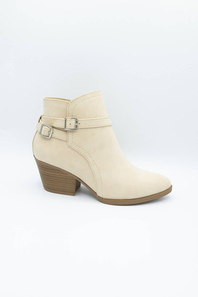 Soda Nadine Buckle Booties for Women in New Beige