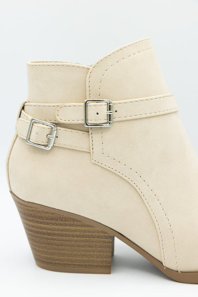 Soda Nadine Buckle Booties for Women in New Beige