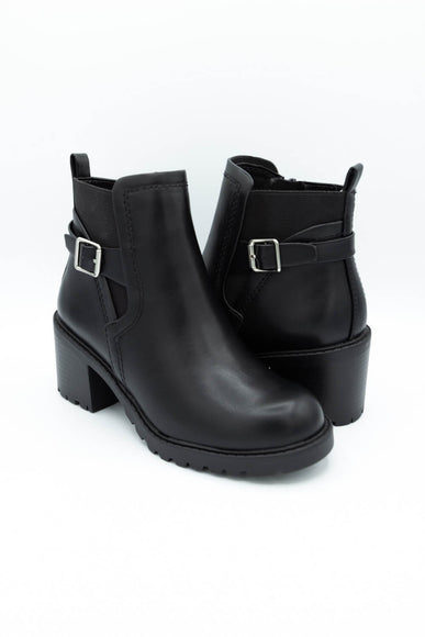 Soda Puggle Lug Booties for Women in Black