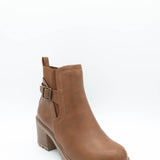 Soda Puggle Lug Booties for Women in Cognac