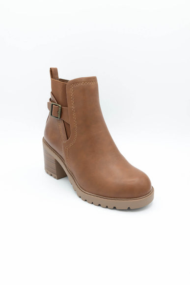 Soda Puggle Lug Booties for Women in Cognac