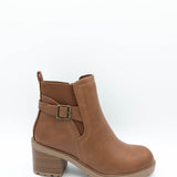 Soda Puggle Lug Booties for Women in Cognac