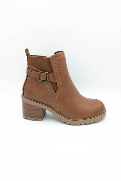 Soda Puggle Lug Booties for Women in Cognac