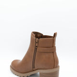 Soda Puggle Lug Booties for Women in Cognac