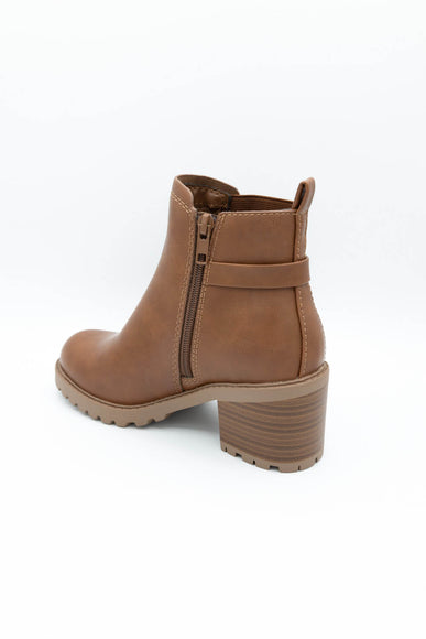 Soda Puggle Lug Booties for Women in Cognac