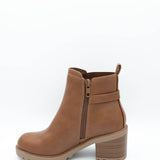 Soda Puggle Lug Booties for Women in Cognac