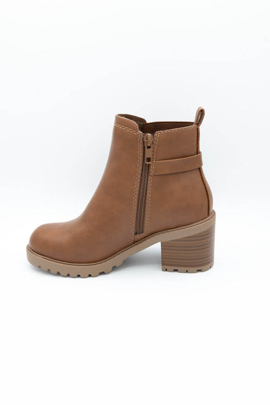 Soda Puggle Lug Booties for Women in Cognac