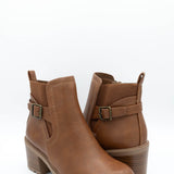 Soda Puggle Lug Booties for Women in Cognac