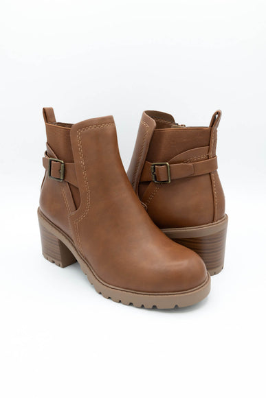 Soda Puggle Lug Booties for Women in Cognac