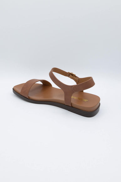 Soda Riddle Band Square Toe Sandals for Women in Tan