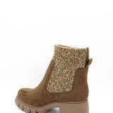 Soda Zordy Knit Lug Booties for Women in Light Walnut 