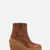 Sorel ONA Ave Zip Wedge Booties for Women in Velvet Tan Gum