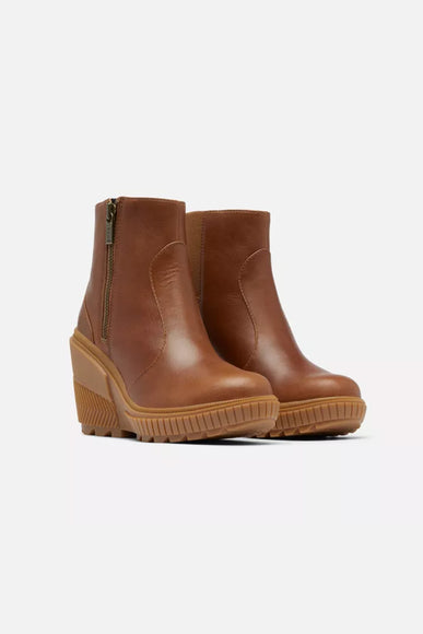 Sorel ONA Ave Zip Wedge Booties for Women in Velvet Tan Gum