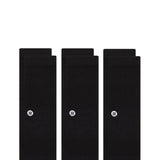 Stance 3 Pack Icon Crew Socks for Men in Black