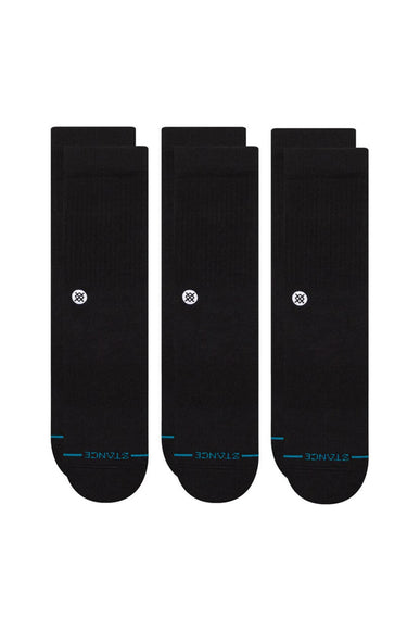 Stance 3 Pack Icon Crew Socks for Men in Black