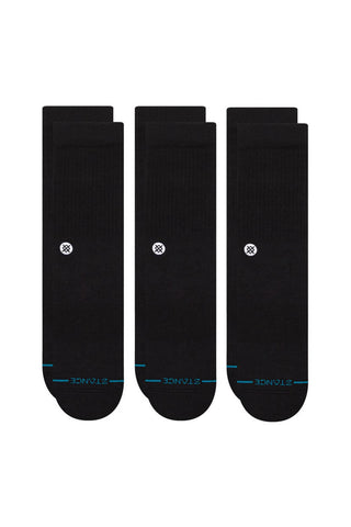 Stance 3 Pack Icon Crew Socks for Men in Black