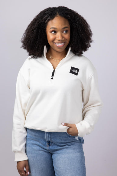 The North Face Box Half Dome Quarter Zip for Women in White Dune