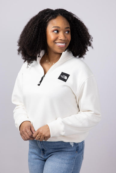 The North Face Box Half Dome Quarter Zip for Women in White Dune