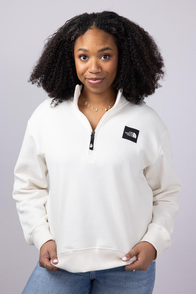 The North Face Box Half Dome Quarter Zip for Women in White Dune