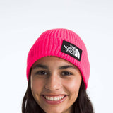 The North Face Box Logo Beanie for Kids in Radiant Poppy 