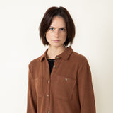 Thread & Supply Lewis Soft Luxe Button Up Shirt for Women in Heather Cognac