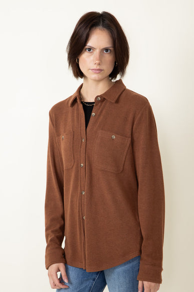 Thread & Supply Lewis Soft Luxe Button Up Shirt for Women in Heather Cognac