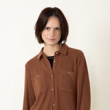 Thread & Supply Lewis Soft Luxe Button Up Shirt for Women in Heather Cognac