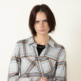 Thread & Supply Lewis Soft Luxe Button Up Shirt for Women in Grey/Green/Brown Plaid