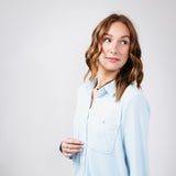 Thread & Supply Lewis Soft Luxe Button Up Shirt for Women in Glacier Lake