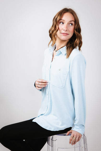 Thread & Supply Lewis Soft Luxe Button Up Shirt for Women in Glacier Lake