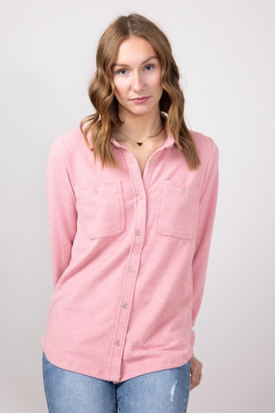 Thread & Supply Lewis Soft Luxe Button Up Shirt for Women in Rose