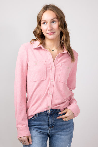 Thread & Supply Lewis Soft Luxe Button Up Shirt for Women in Rose