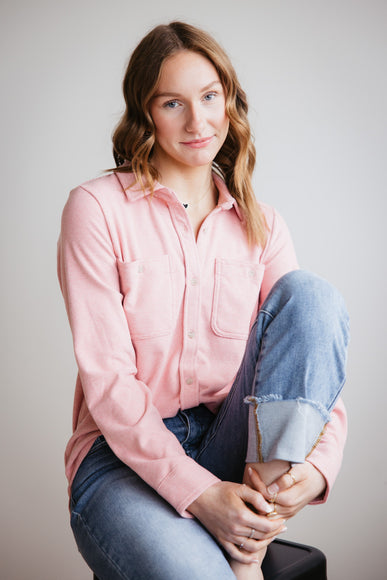 Thread & Supply Lewis Soft Luxe Button Up Shirt for Women in Rose