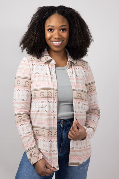 Thread & Supply Lewis Soft Luxe Button Up Shirt for Women in Rose Aztec