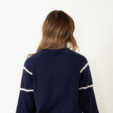 Thread & Supply Michigan Varsity Lettering Sweater for Women in Navy