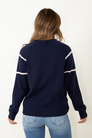 Thread & Supply Michigan Varsity Lettering Sweater for Women in Navy