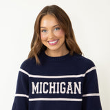 Thread & Supply Michigan Varsity Lettering Sweater for Women in Navy