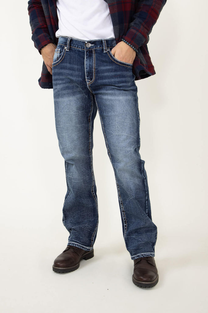 True Luck Kirk Bootcut Stretch Jeans for Men